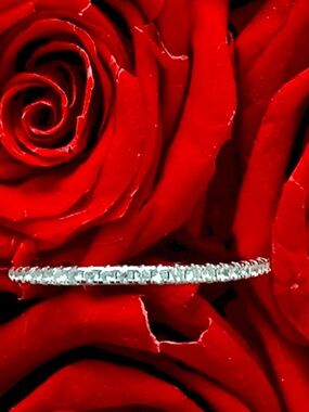 925 Sterling Silver 3/4 Eternity Moissanite Ring Size 6 Wedding Band